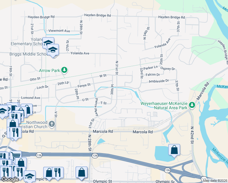 map of restaurants, bars, coffee shops, grocery stores, and more near 2259 30th Place in Springfield