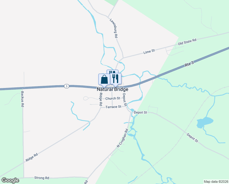 map of restaurants, bars, coffee shops, grocery stores, and more near 27648 Temple Street in Natural Bridge