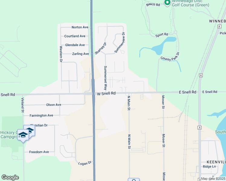 map of restaurants, bars, coffee shops, grocery stores, and more near 70 West Snell Road in Oshkosh