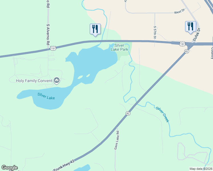 map of restaurants, bars, coffee shops, grocery stores, and more near 6251 Silver Hills Drive in Manitowoc