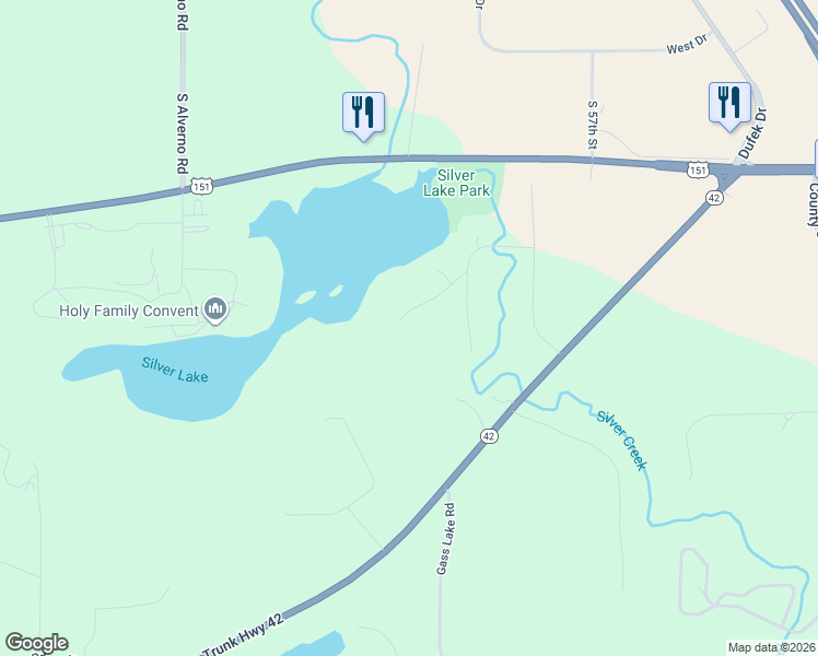 map of restaurants, bars, coffee shops, grocery stores, and more near 6251 Silver Hills Drive in Manitowoc
