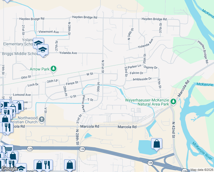 map of restaurants, bars, coffee shops, grocery stores, and more near 2347 31st Street in Springfield