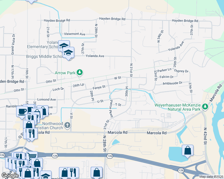 map of restaurants, bars, coffee shops, grocery stores, and more near 2072-2088 North 31st Street in Springfield
