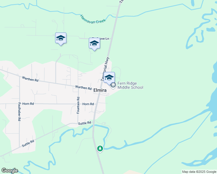 map of restaurants, bars, coffee shops, grocery stores, and more near 88831 Territorial Highway in Elmira