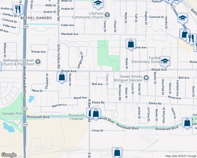 map of restaurants, bars, coffee shops, grocery stores, and more near 3960 Crown Avenue in Eugene
