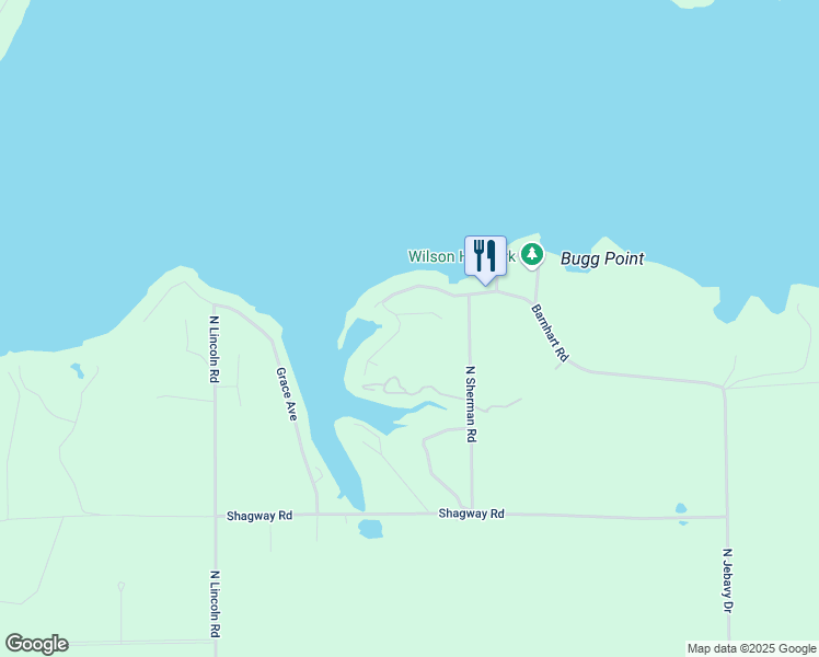 map of restaurants, bars, coffee shops, grocery stores, and more near 6135 Barnhart Road in Ludington