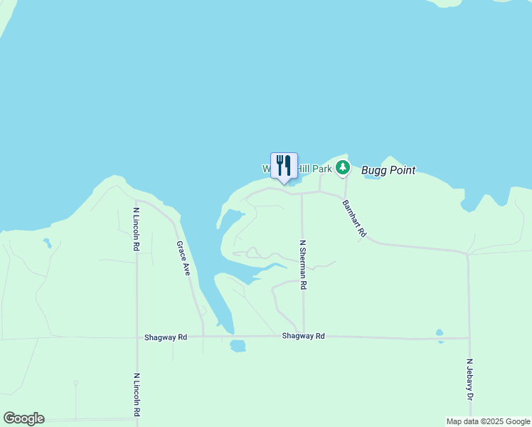 map of restaurants, bars, coffee shops, grocery stores, and more near 6135 Barnhart Road in Ludington