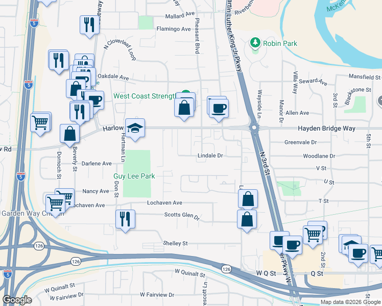 map of restaurants, bars, coffee shops, grocery stores, and more near 460 Lindale Drive in Springfield