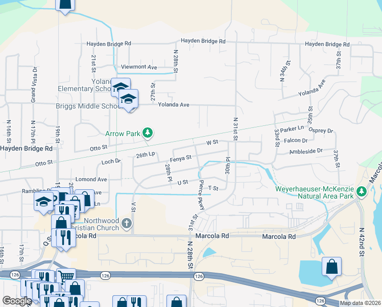 map of restaurants, bars, coffee shops, grocery stores, and more near 2991 Yolanda Avenue in Springfield