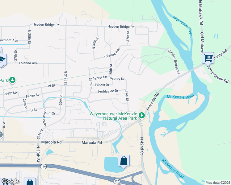 map of restaurants, bars, coffee shops, grocery stores, and more near 3533 Ambleside Drive in Springfield