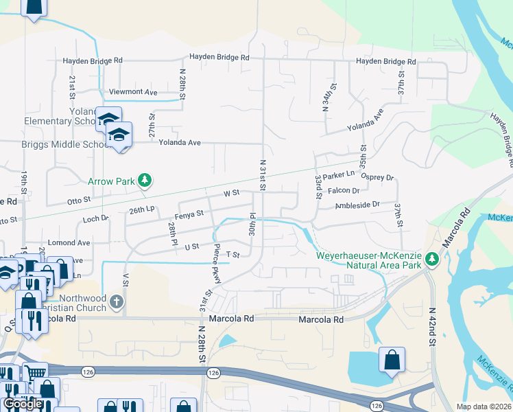 map of restaurants, bars, coffee shops, grocery stores, and more near 2361 North 31st Street in Springfield