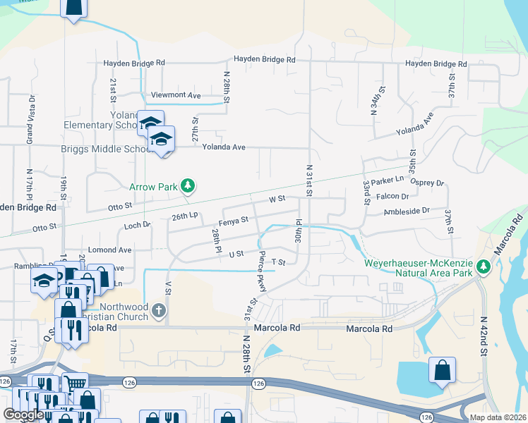 map of restaurants, bars, coffee shops, grocery stores, and more near 2991 Yolanda Avenue in Springfield