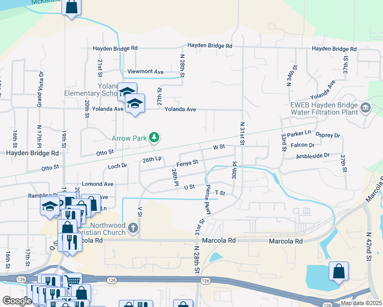map of restaurants, bars, coffee shops, grocery stores, and more near 2941 Yolanda Avenue in Springfield