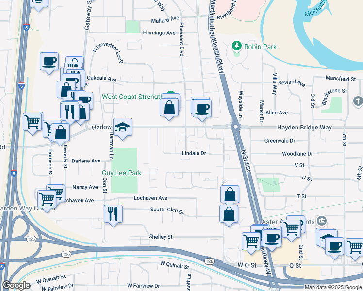 map of restaurants, bars, coffee shops, grocery stores, and more near 2487 Pheasant Boulevard in Springfield