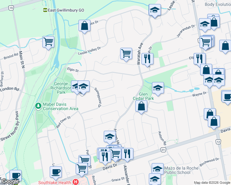 map of restaurants, bars, coffee shops, grocery stores, and more near 774 Botany Hill Crescent in Newmarket