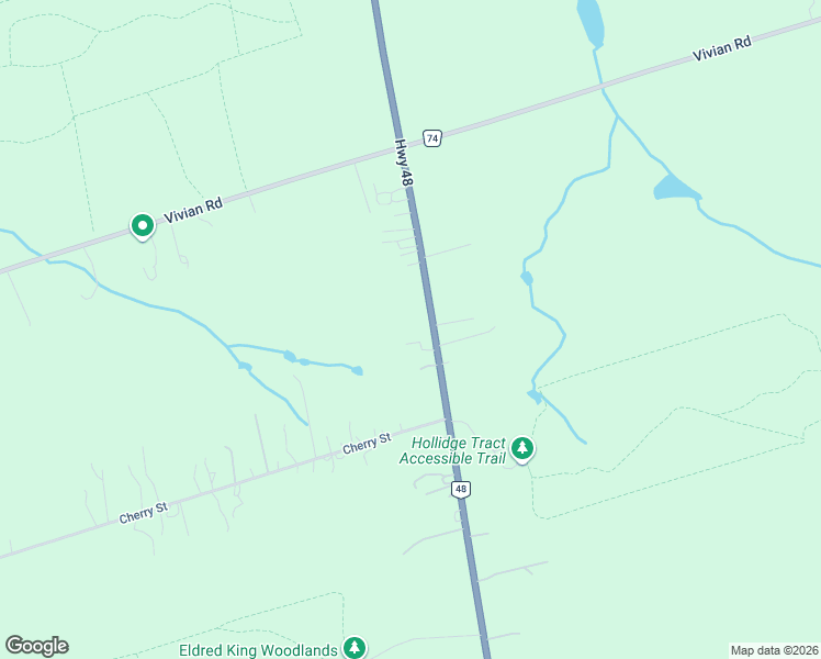 map of restaurants, bars, coffee shops, grocery stores, and more near 16558 Ontario 48 in Cedar Valley