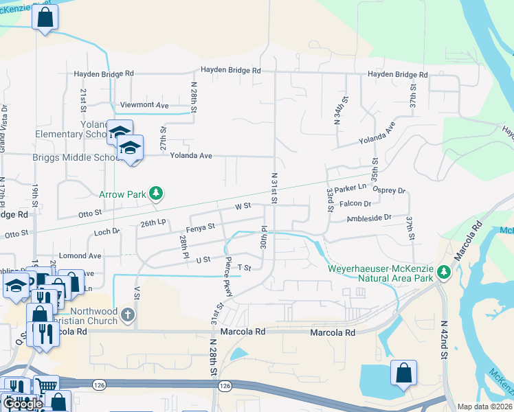 map of restaurants, bars, coffee shops, grocery stores, and more near 2361 North 31st Street in Springfield