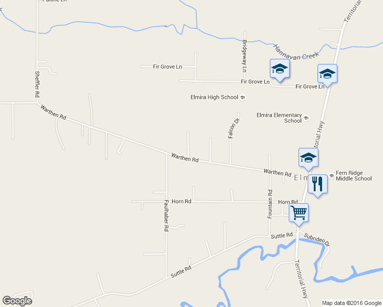 map of restaurants, bars, coffee shops, grocery stores, and more near 24747 Warthen Road in Elmira