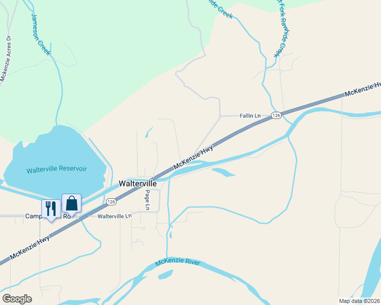 map of restaurants, bars, coffee shops, grocery stores, and more near in Lane County