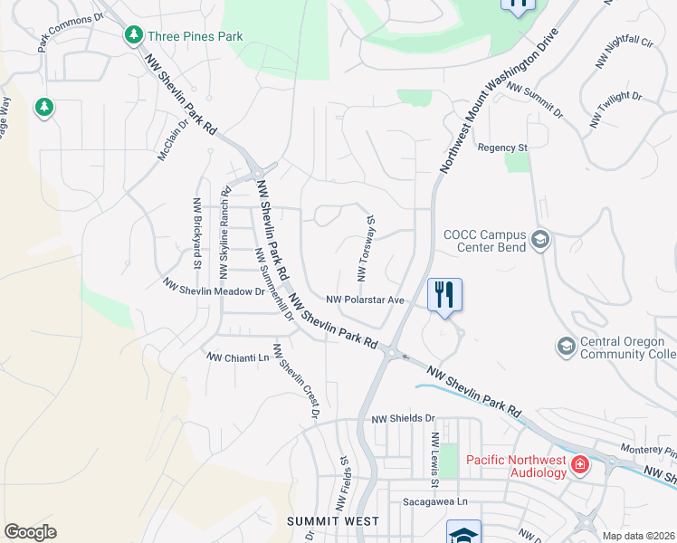 map of restaurants, bars, coffee shops, grocery stores, and more near 2320 Northwest Marken Place in Bend