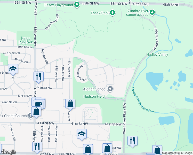 map of restaurants, bars, coffee shops, grocery stores, and more near 926 Plymouth Lane Northwest in Rochester