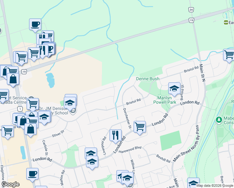 map of restaurants, bars, coffee shops, grocery stores, and more near 269 Billings Crescent in Newmarket