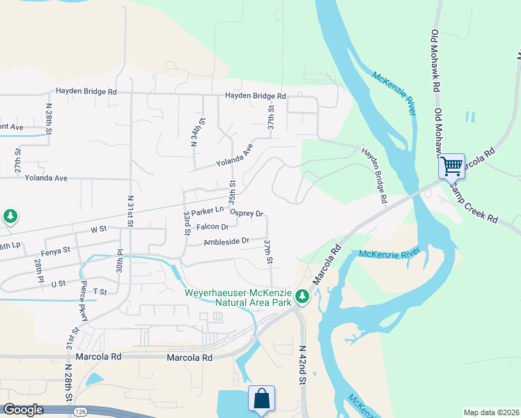 map of restaurants, bars, coffee shops, grocery stores, and more near 3688 Osprey Drive in Springfield