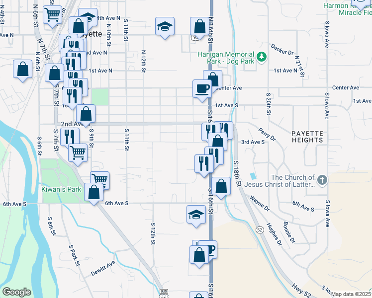 map of restaurants, bars, coffee shops, grocery stores, and more near 1431 3rd Avenue South in Payette