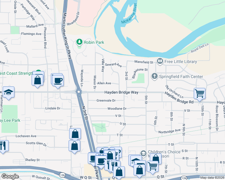 map of restaurants, bars, coffee shops, grocery stores, and more near 253 Allen Avenue in Springfield