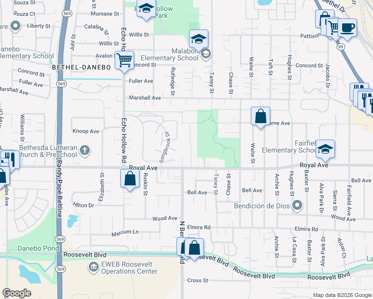 map of restaurants, bars, coffee shops, grocery stores, and more near 957 Ellsworth Street in Eugene