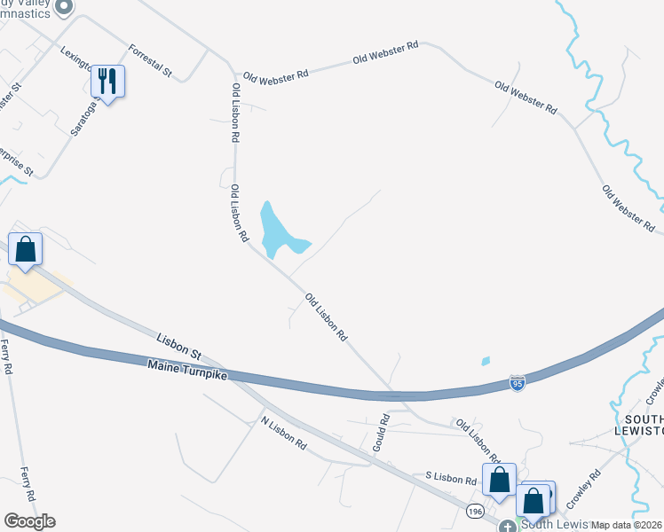 map of restaurants, bars, coffee shops, grocery stores, and more near 124 Old Lisbon Road in Lewiston