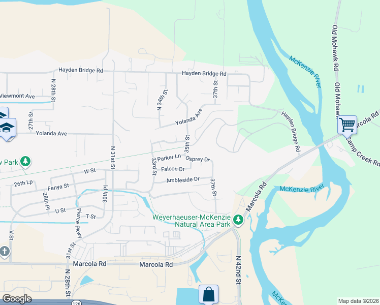 map of restaurants, bars, coffee shops, grocery stores, and more near 2315 35th Street in Springfield