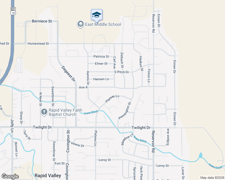 map of restaurants, bars, coffee shops, grocery stores, and more near 5067 Avenue A in Rapid City