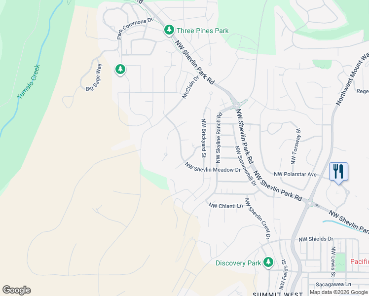 map of restaurants, bars, coffee shops, grocery stores, and more near 3152 Northwest Shevlin Meadow Drive in Bend