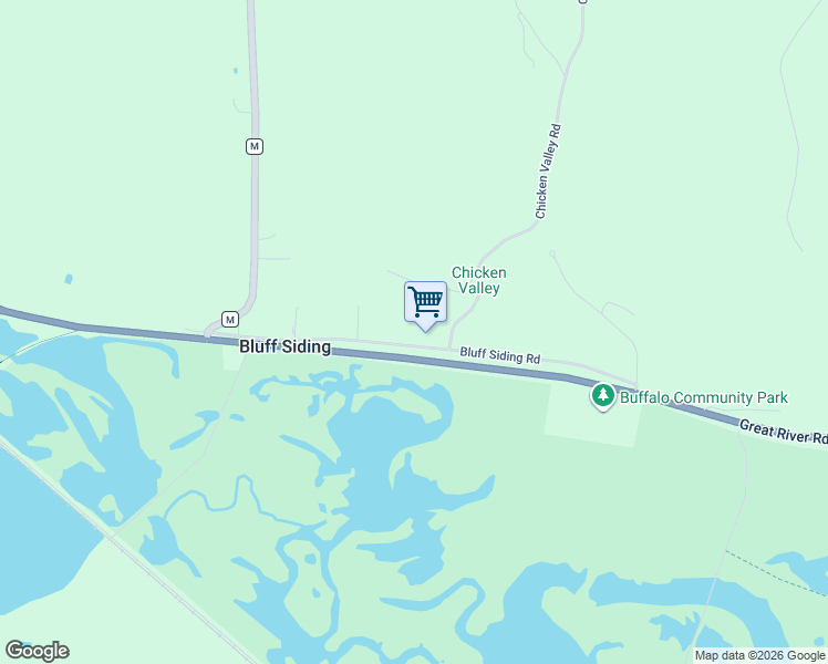 map of restaurants, bars, coffee shops, grocery stores, and more near W394 Bluff Siding Road in Fountain City