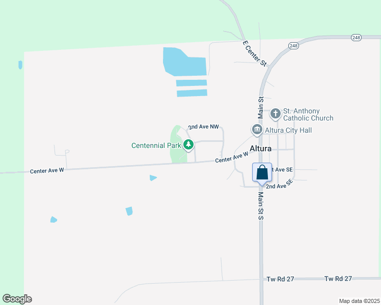 map of restaurants, bars, coffee shops, grocery stores, and more near 47 3rd Street Northwest in Altura