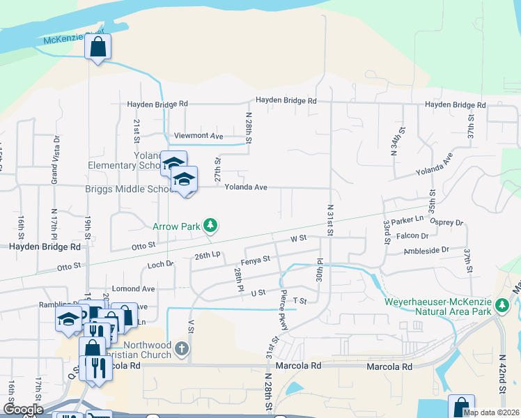 map of restaurants, bars, coffee shops, grocery stores, and more near 2941 Yolanda Avenue in Springfield