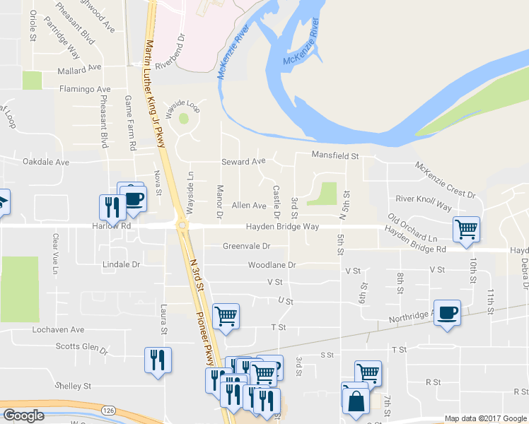 map of restaurants, bars, coffee shops, grocery stores, and more near 253 Allen Avenue in Springfield