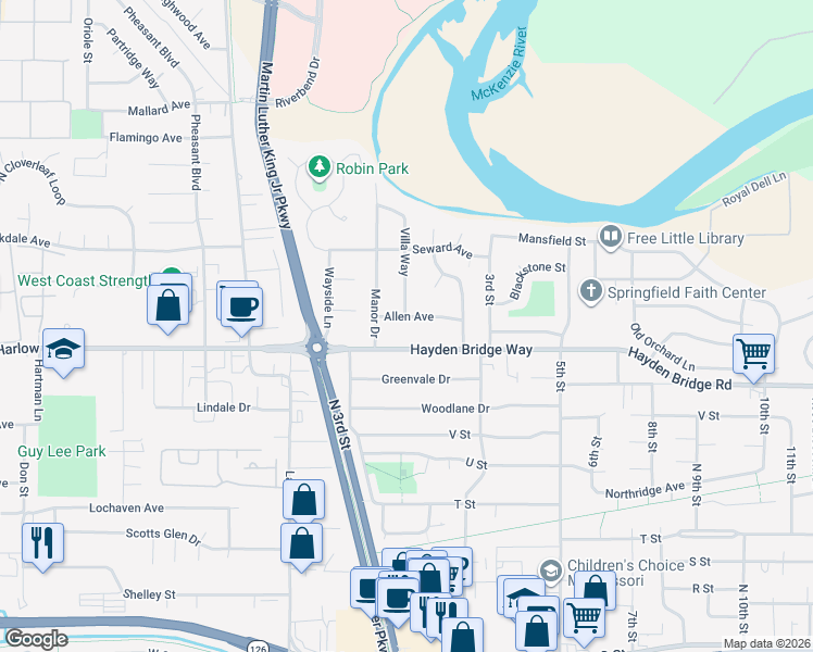 map of restaurants, bars, coffee shops, grocery stores, and more near 145 Allen Avenue in Springfield