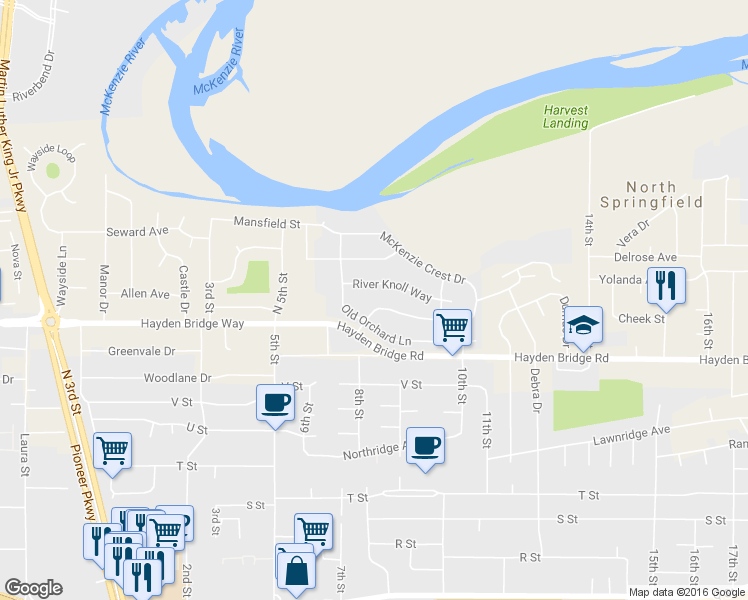 map of restaurants, bars, coffee shops, grocery stores, and more near 820 Mint Meadow Way in Springfield