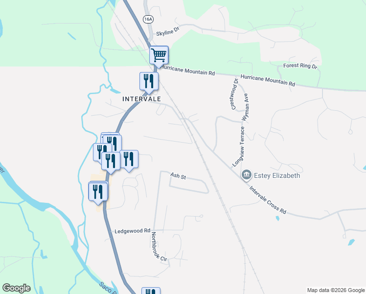 map of restaurants, bars, coffee shops, grocery stores, and more near 64 Dinsmore Road in Intervale