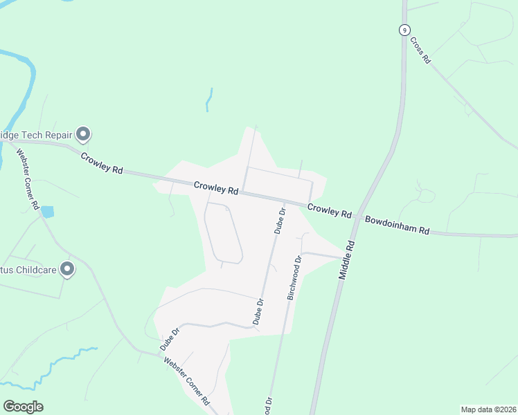 map of restaurants, bars, coffee shops, grocery stores, and more near 186 Crowley Road in Sabattus