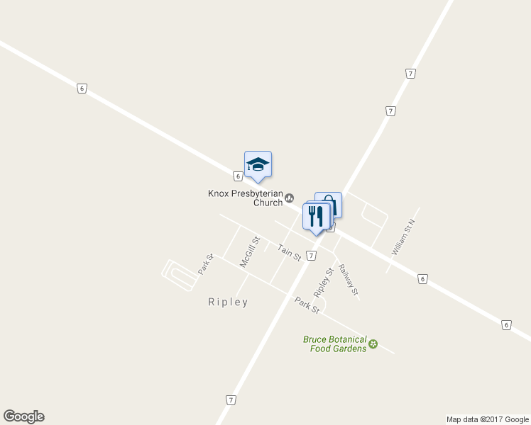 map of restaurants, bars, coffee shops, grocery stores, and more near 15 Tain Street in Ripley