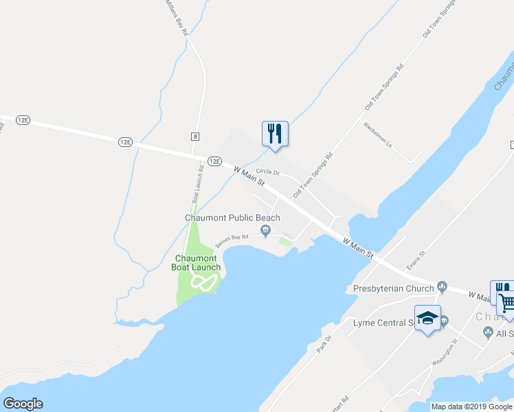 map of restaurants, bars, coffee shops, grocery stores, and more near 11322 Mallard Drive in Chaumont
