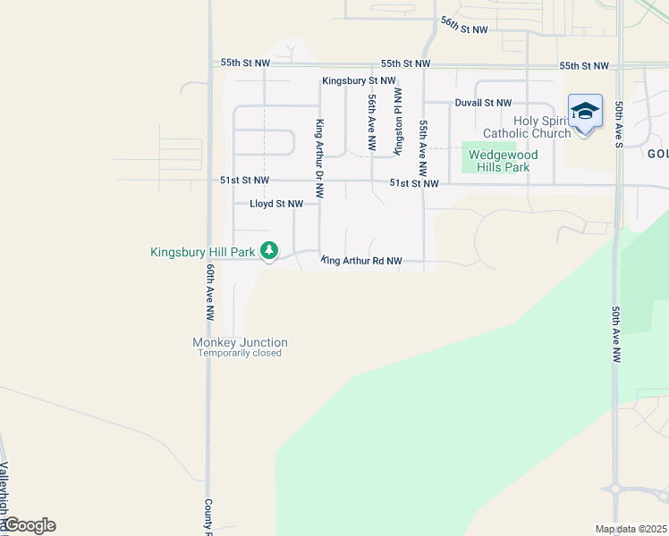 map of restaurants, bars, coffee shops, grocery stores, and more near 4902 King Arthur Road Northwest in Rochester