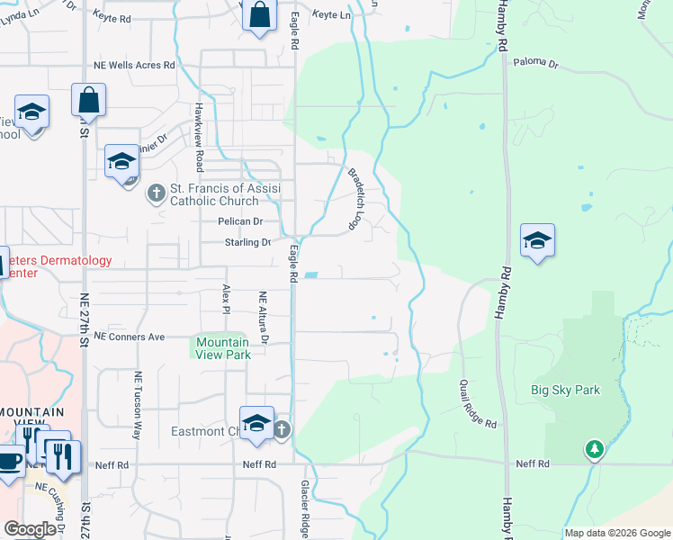 map of restaurants, bars, coffee shops, grocery stores, and more near 62611 Bunch Grass Place in Bend