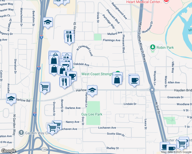 map of restaurants, bars, coffee shops, grocery stores, and more near 2603 South Cloverleaf Loop in Springfield