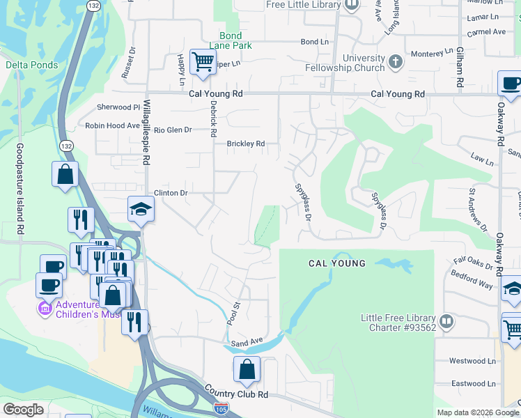 map of restaurants, bars, coffee shops, grocery stores, and more near 1203 Crenshaw Road in Eugene