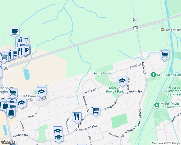 map of restaurants, bars, coffee shops, grocery stores, and more near 472 Dorchester Court in Newmarket