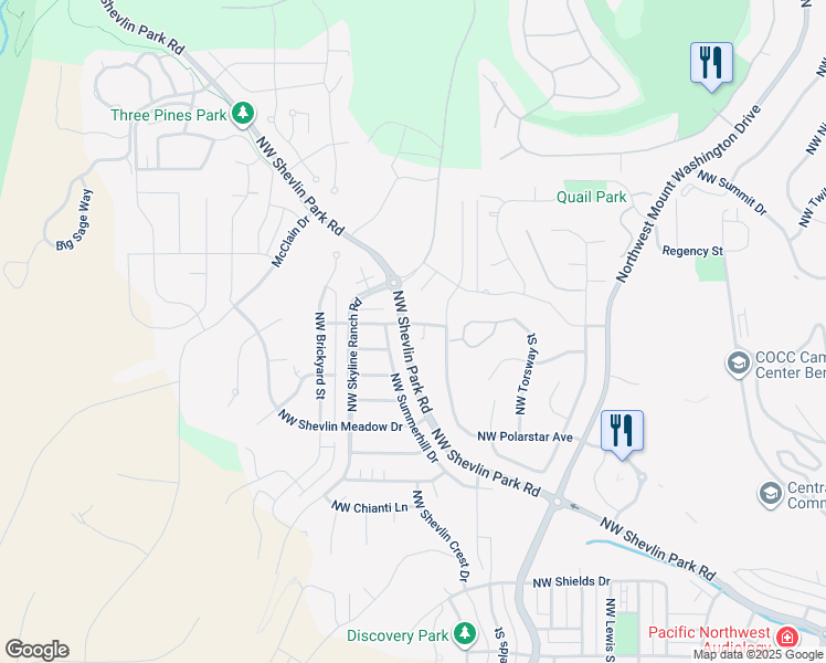 map of restaurants, bars, coffee shops, grocery stores, and more near 2938 Northwest Chardonnay Lane in Bend